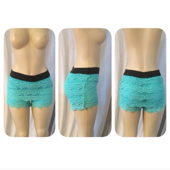 Mint Green Lace/Crochet Shorts