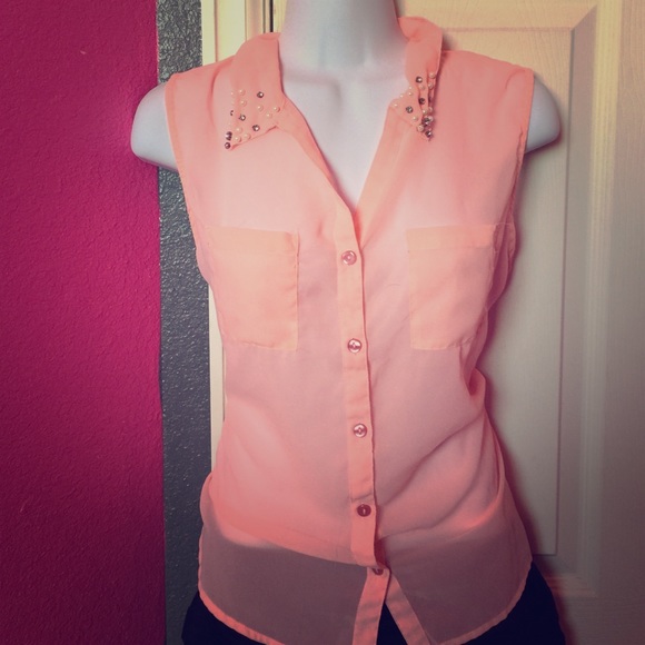 Pink Sheer Button Up