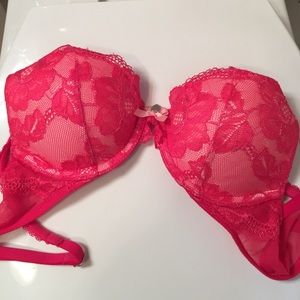 Victoria Secret Hot Pink Lace Bra Push Up