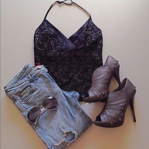 Bebe black lace bustier top...Reserved