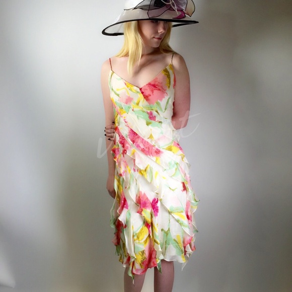 CMV Silk Pastel Floral Handkerchief Dress