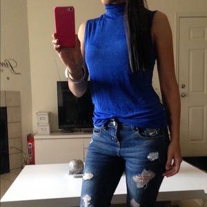 Cobalt blue turtle neck top