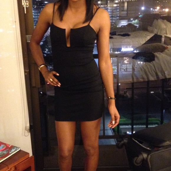 Square cut body dress Black