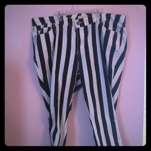 Black and White striped pants