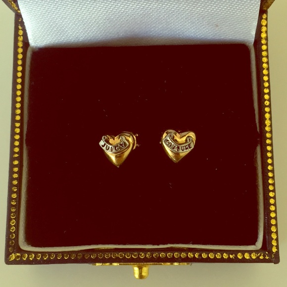 Juicy Couture Gold Puffed Heart Stud Earrings