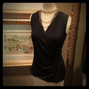 Max Studio Black Wrap Top