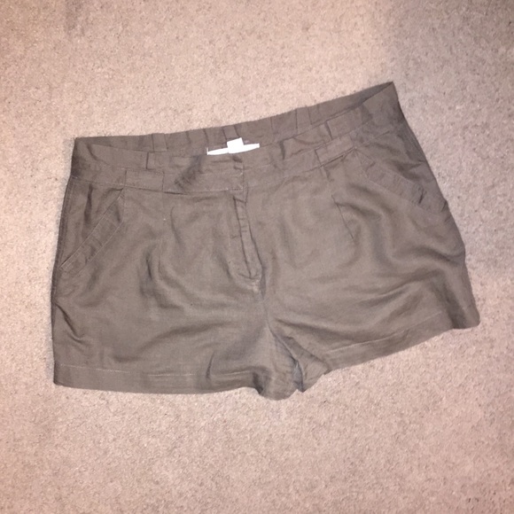 Olive green linen shorts