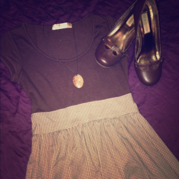 Brown and patterned dress