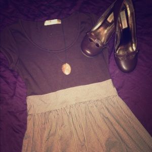 Brown and patterned dress