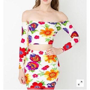 American apparel high waisted floral mini skirt