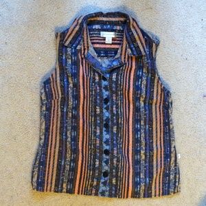 vintage patterned button-up tank top