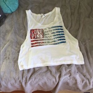 Pink American flag sequin top