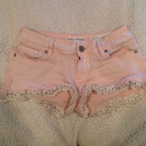 Light Pink with lacy material Jean shorts