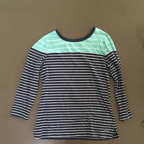 Blue and White Striped Top