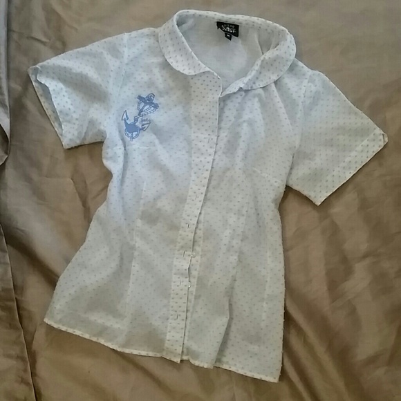 Nwot Sailor Jerry pin up sailboat blouse medium