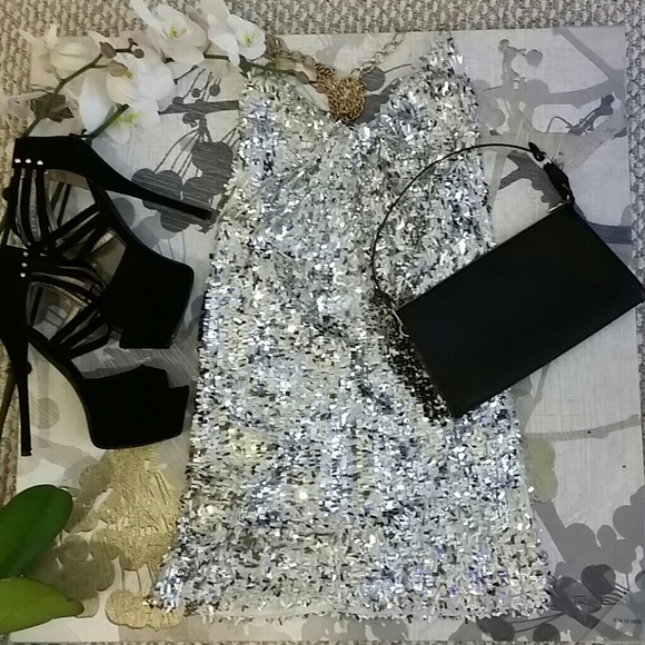 Disco Ball Queen Silver Confetti Dress OS