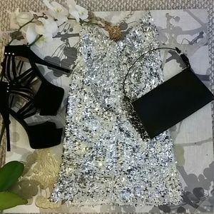 Disco Ball Queen Silver Confetti Dress OS
