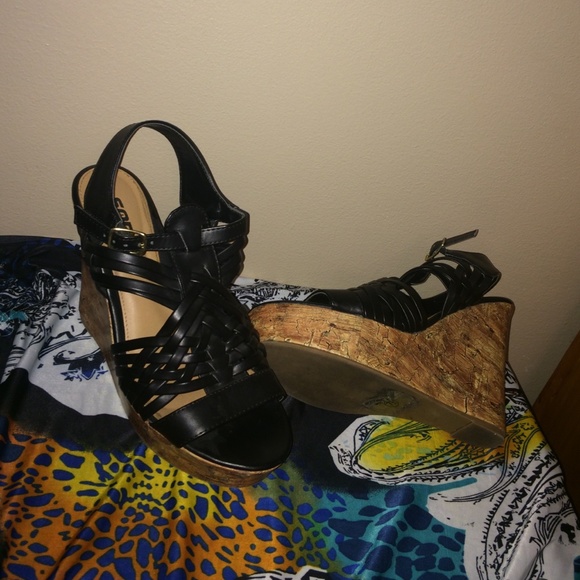 Cork bottom summer wedges.