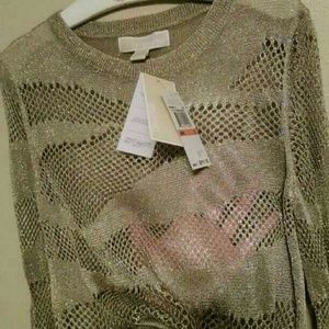 Michael Kors Gold Mesh Shimmer long sleeve NWT