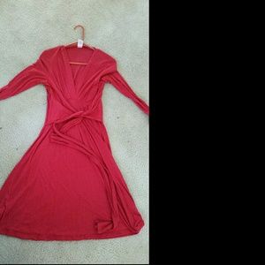 Red wrap dress