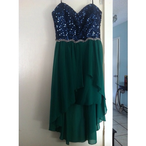 Homecoming or Prom strapless sequin hi-low dress - Picture 2 of 4