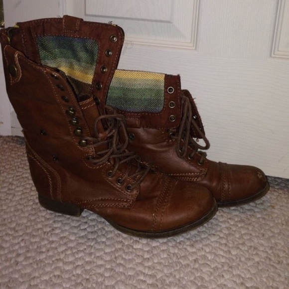 Brown combat boots