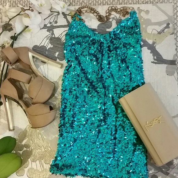 Tealed With A Kiss confetti sequin dress OS