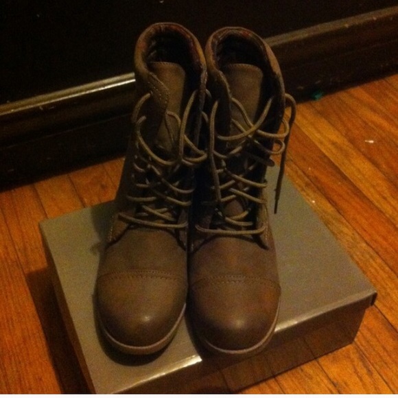 Brown combat boots