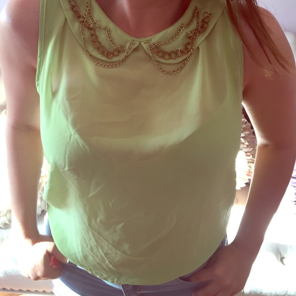 Chain embellished Bob color blouse, lime green