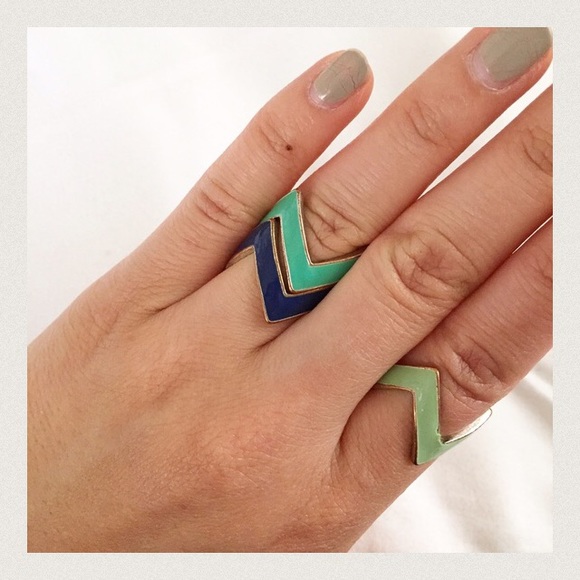 • asos 3 chevron zigzag rings • - Picture 3 of 4