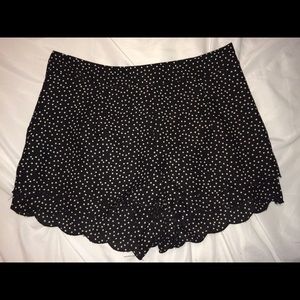 Black and White Polka Dot Scalloped Shorts