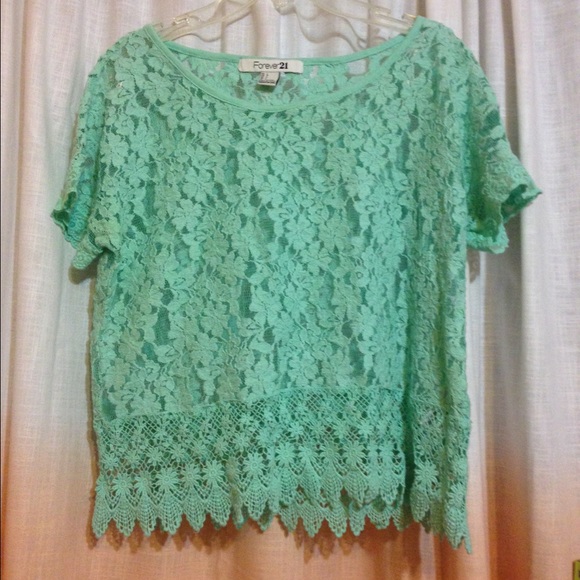 Mint green lace top
