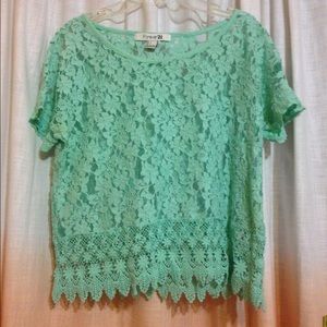Mint green lace top