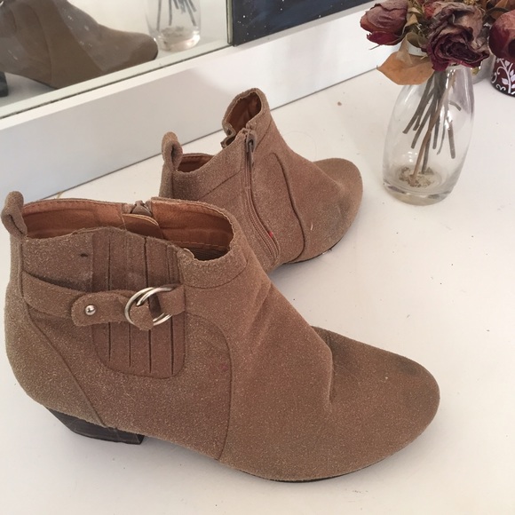 Tan suede booties