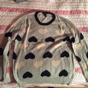 J.Crew navy and pink heart shaped sweater