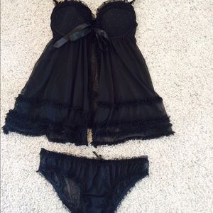 Sexy Black lacy baby doll lingerie NWOT size M