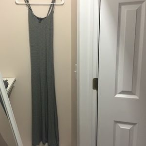 Forever 21 White & Grey Striped Maxi Dress