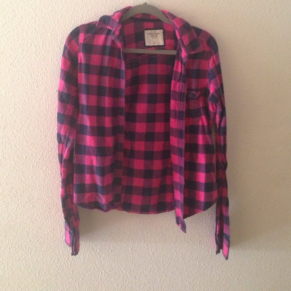 Pink and black Abercrombie and Fitch flannel