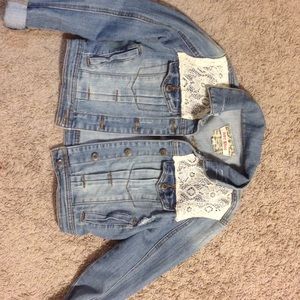 Cropped Lace Denim Jacket