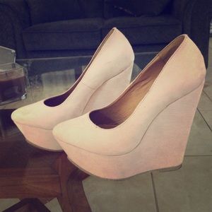 Nude wedge heels