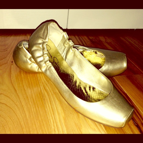 Jessica Simpson Gold Ballet Flats