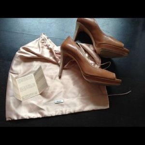 Authentic prada leather open toe pumps