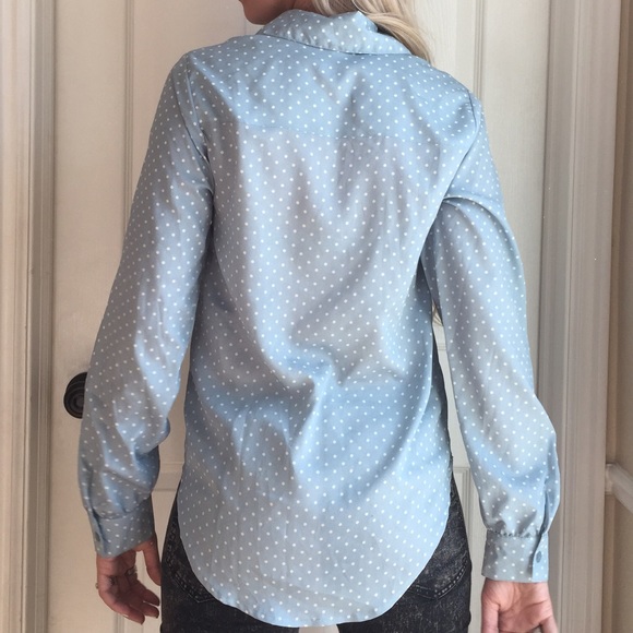 polka dot soft blue button up - Picture 3 of 3