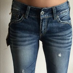 Ripped SILVER jeans size 26 NWT