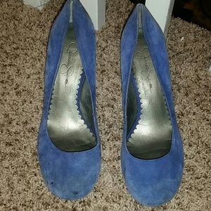 Blue Suede High Heels - Jessica Simpson