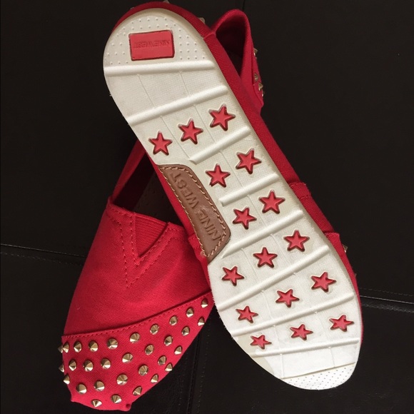 Nine West Red Spiked Flats - Picture 2 of 4