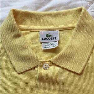 Mens yellow Lacoste collard shirt
