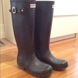 Hunter Snake Print Wellington Boots