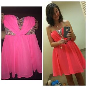 Neon pink homecoming dress