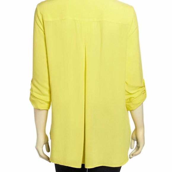 John & Jenn sandwashed button down blouse-yellow - Picture 3 of 4